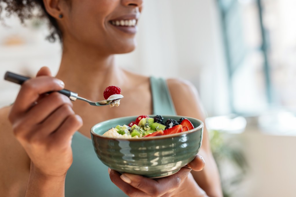 Woman eating healthily