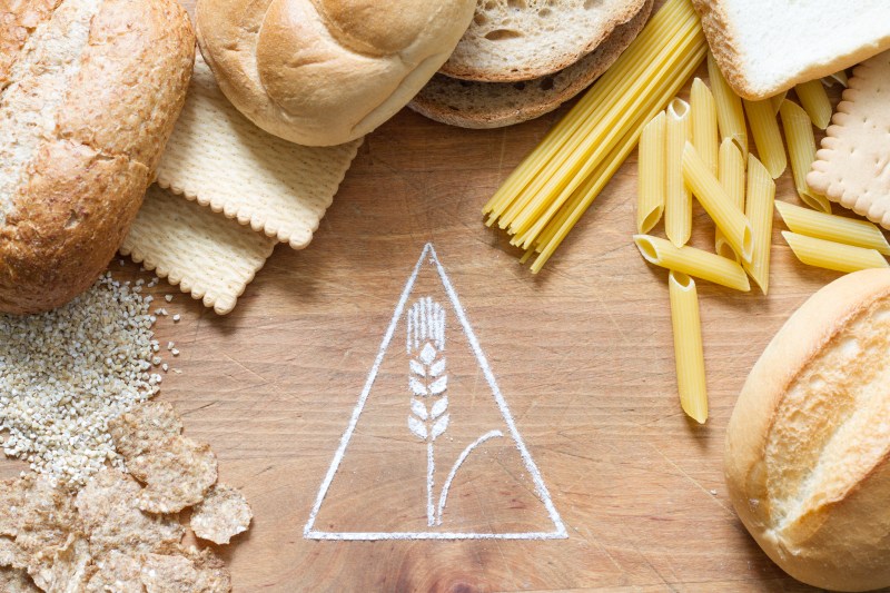 Gluten warning sign with grains