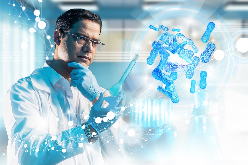 Doctor examining probiotics