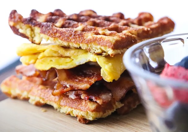 Bacon and Egg Waffle Sandwiches