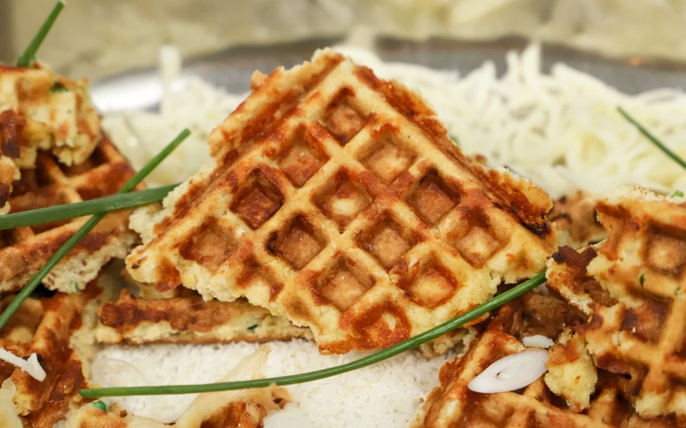 Keto Browned Garlic Coconut Savory Waffles
