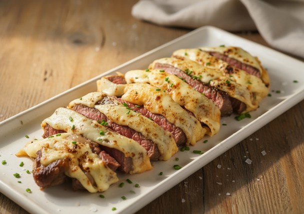 Keto Parmesan Mozzarella-Crusted Rib Eye Steak