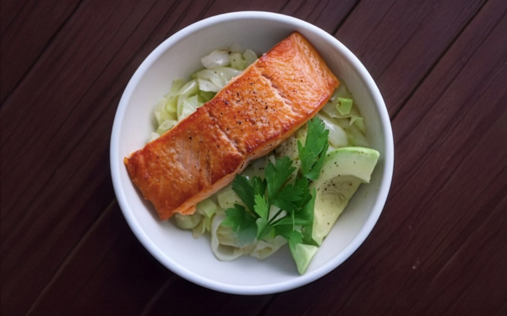 Simple Keto Cabbage and Salmon Bowl