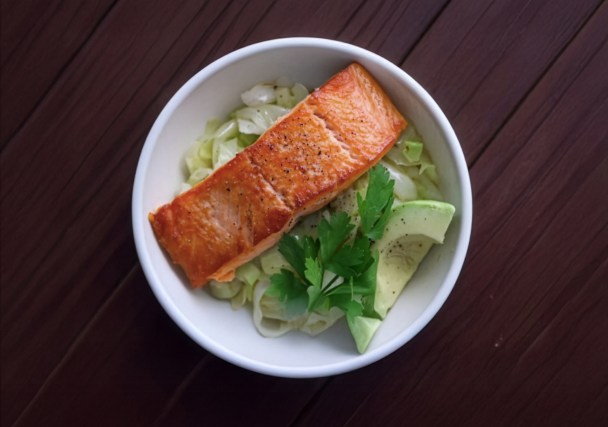Simple Keto Cabbage and Salmon Bowl
