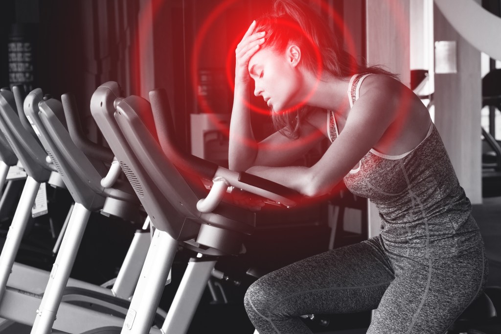 Woman feeling workout fatigue