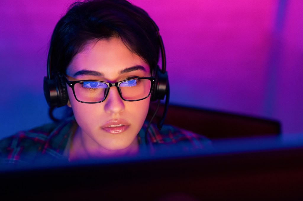 Woman looking at screen