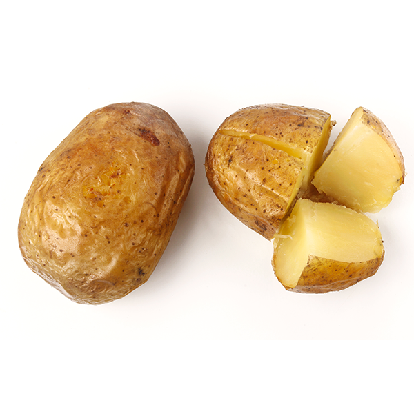 a potato with a cut out piece of food